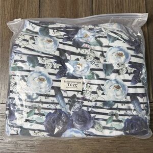 LuLaRoe Blue Floral Stripe Leggings